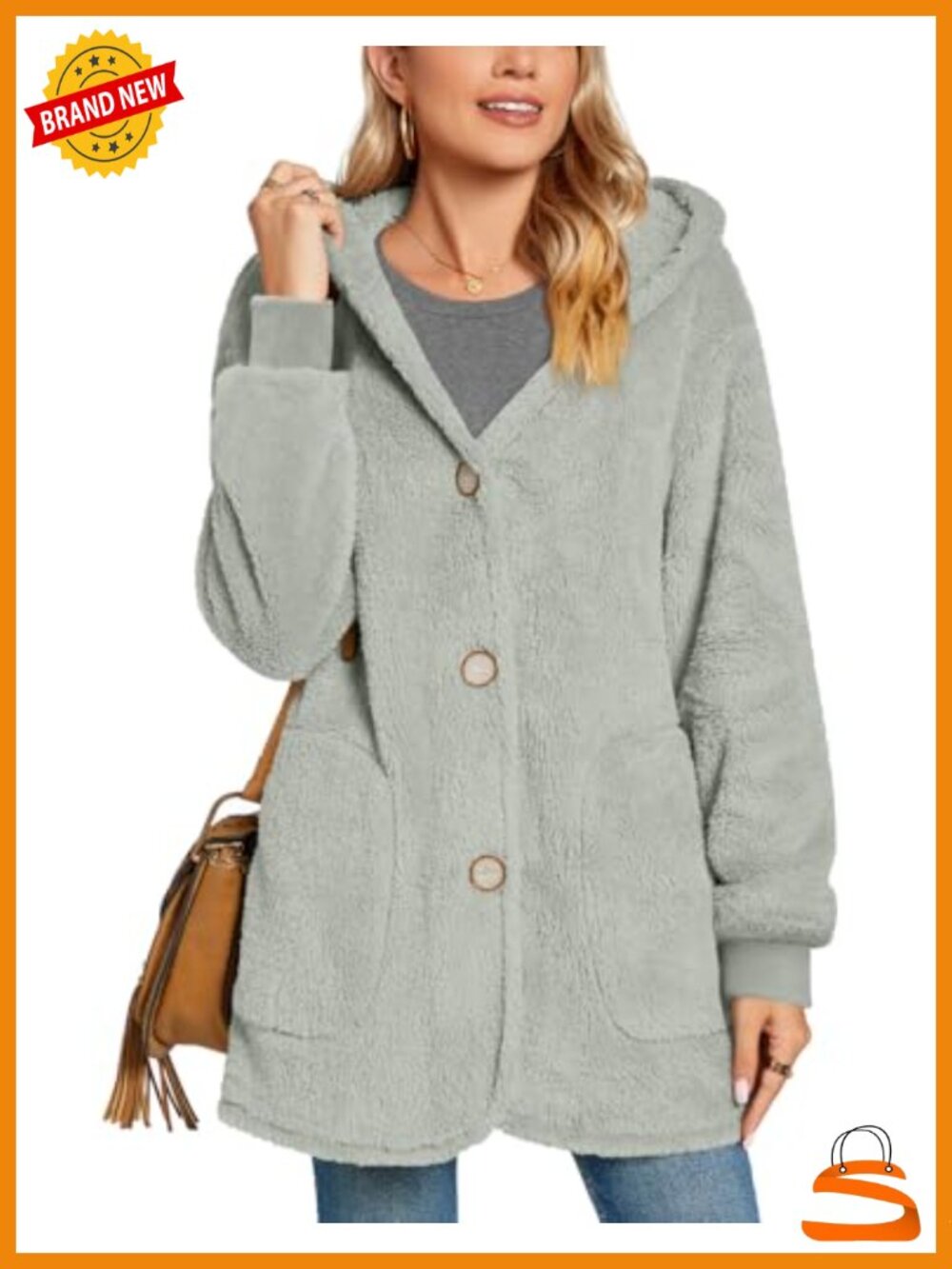Women's Fleece Hooded Cardigan Jacket Fuzzy Warm Winter Coat with Pockets